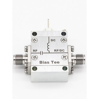 100kHz-1.0GHz 2A High Current Bias Tee 50ohms 50V RF DC Block with Stainless Steel RF-SMA Female to RF/DC-SMA Female Connector