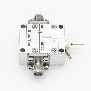 100kHz-1.0GHz 2A High Current Bias Tee 50ohms 50V RF DC Block with Stainless Steel RF-SMA Female to RF/DC-SMA Female Connector