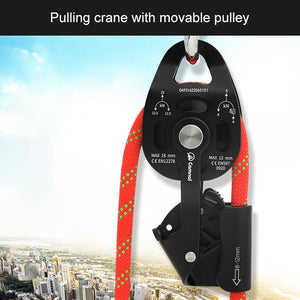 Black Heavy Load Lifting Ascender Movable Pulley 400KG Lift Retarder for Air Conditioner Hoisting/Rescue Supplies Lifting