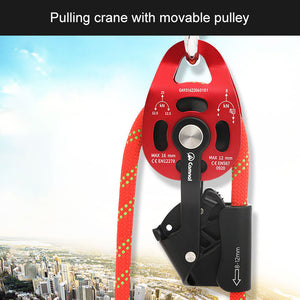 Red Heavy Load Lifting Ascender Movable Pulley 400KG Lift Retarder for Air Conditioner Hoisting/Rescue Supplies Lifting
