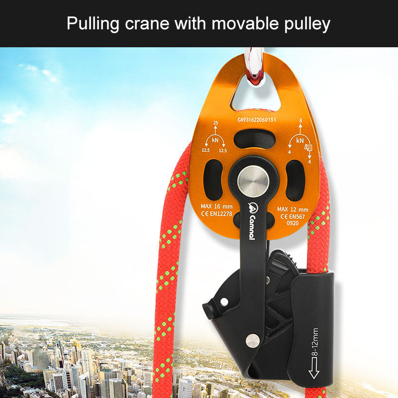 Golden Heavy Load Lifting Ascender Movable Pulley 400KG Lift Retarder for Air Conditioner Hoisting/Rescue Supplies Lifting