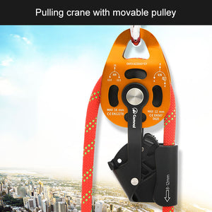 Golden Heavy Load Lifting Ascender Movable Pulley 400KG Lift Retarder for Air Conditioner Hoisting/Rescue Supplies Lifting