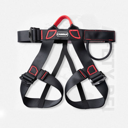 Black High Strength Polyester Seat-type Safety Belt Outdoor Fast Drop Climbing Waist Protection Belt