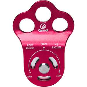Three-hole Connection Fixing Aviation Aluminum Outdoor Climbing Pulley 30KN Built-in Double Ball Bearing
