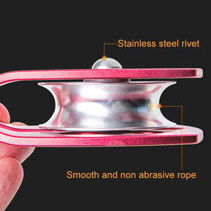 Side Panel Single Pulley Portable 7075 Aviation Aluminum Climbing Pulley 30KN for Outdoor Mountaineering/Rescue