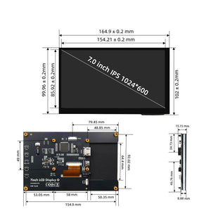 MPI7010 7-inch HDMI-compatible IPS Display 1024x600 Support USB Dimming Function for Raspberry Pi