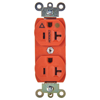 Crosbon 20A 250V US Type Duplex Receptacle Medical Grade Outlet Hifi Audio Wall Outlet (Orange-Red)