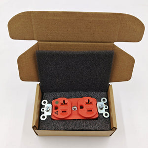 Crosbon 20A 250V US Type Duplex Receptacle Medical Grade Outlet Hifi Audio Wall Outlet (Orange-Red)