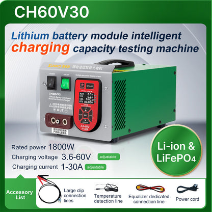 SUNKKO CH60V30 Professional Lithium Battery Pack Intelligent Charger 1-30A 1800W for Li-ion/LifePO4 Battery Modules