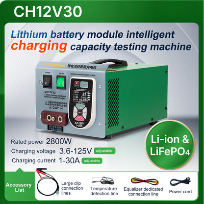 SUNKKO CH12V30 Professional Lithium Battery Pack Intelligent Charger 1-30A 2800W for Li-ion/LifePO4 Battery Modules