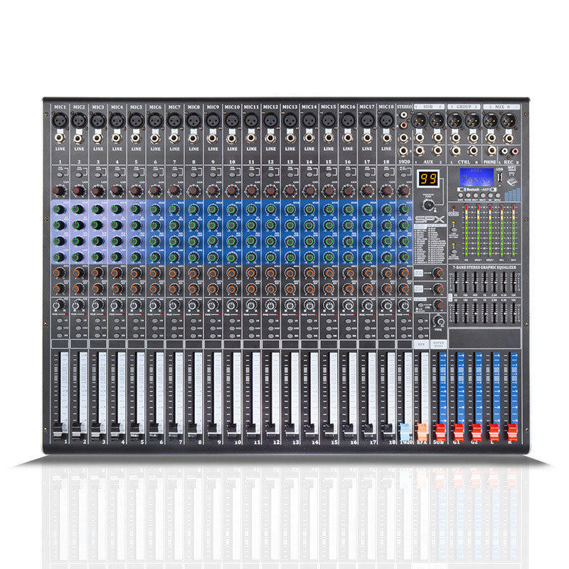 Professional 20-Channel Mixing Console Bluetooth5.0 USB Stage Audio Mixer Built-in DSP 99 Digital Effects