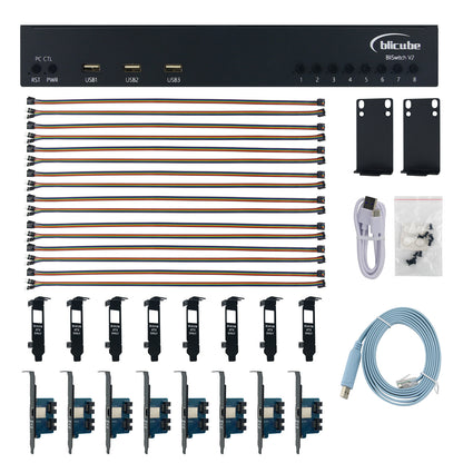 BliKVM Switch V2 HDMI-compatible Switch 8-IN 1-OUT Remote Switching 8-Channel KVM+ATX Switcher 1080P 60Hz
