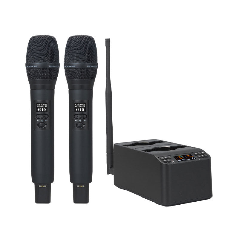Double LS01 Low Noise Digital Professional Wireless Handheld Microphone with LS05 Charging Base Receiver