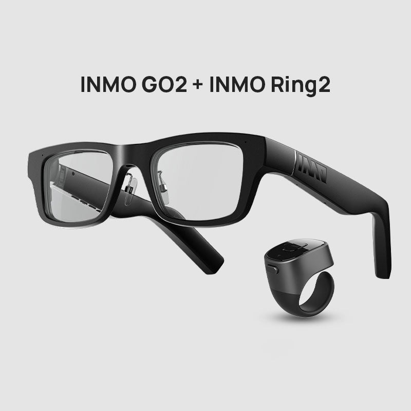INMO Go2 AR Translation Glasses 40+ Languages 90+ Accents and Teleprompter Support and INMO Ring2