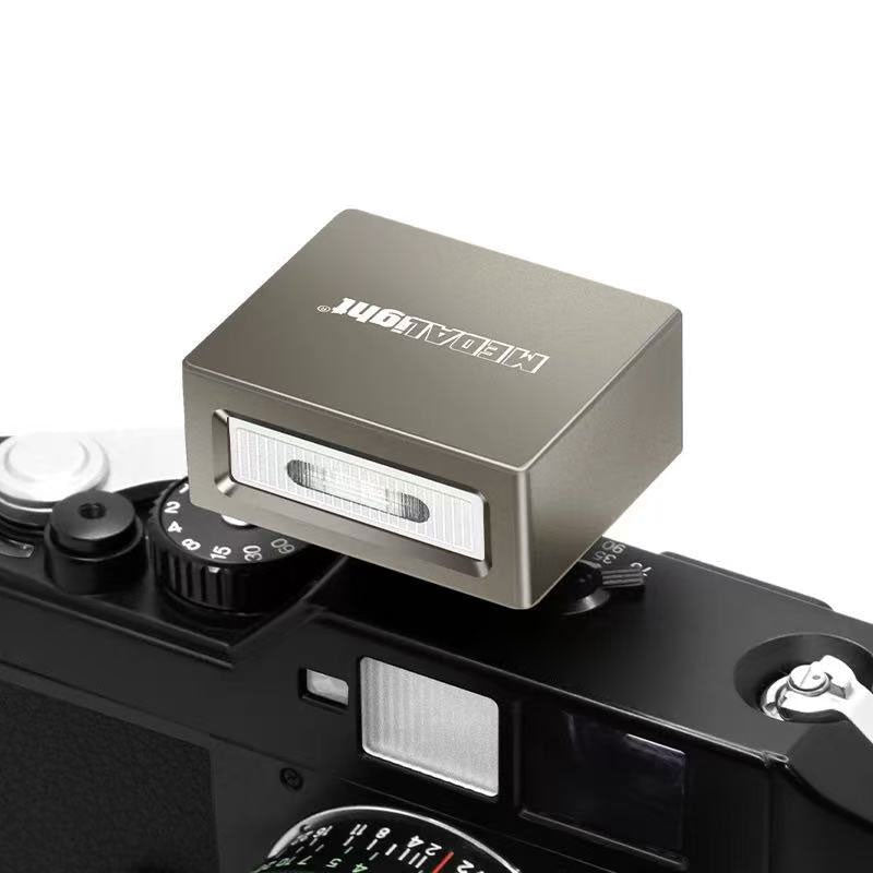 MEDALight F1 Mini Flash Small Camera Flash with (Titanium Gold) Metal Case for Canon Sony Fujifilm