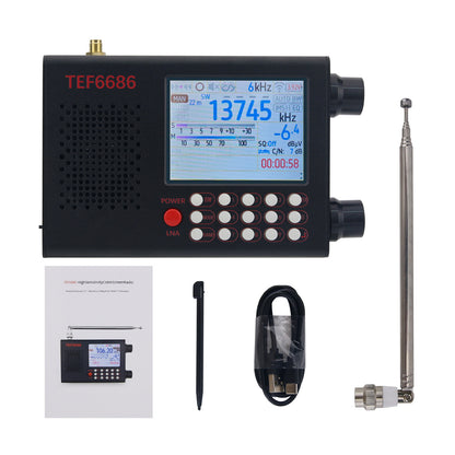 TEF6686 Radio Portable FM/LW/MW/SW Radio Receiver with 2.8" Color Touch Screen &amp; Built-in Battery