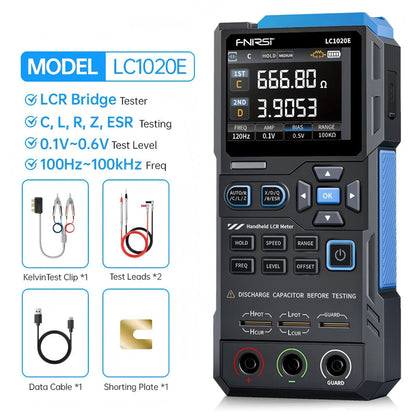 FNIRSI LC1020E Handheld Digital LCR Meter 100Hz-100kHz Adjustable Capacitor/Resistor/Inductance/Impedance Tester
