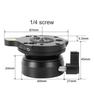 DSLR Camera Panoramic Head ±15° Hemispherical Ball Head Leveling Base DY60N-B/S with 1/4-Inch Screw