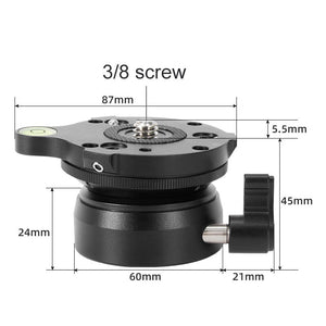 DSLR Camera Panoramic Head ±15° Hemispherical Ball Head Leveling Base DY60N-A/S with 3/8-Inch Screw