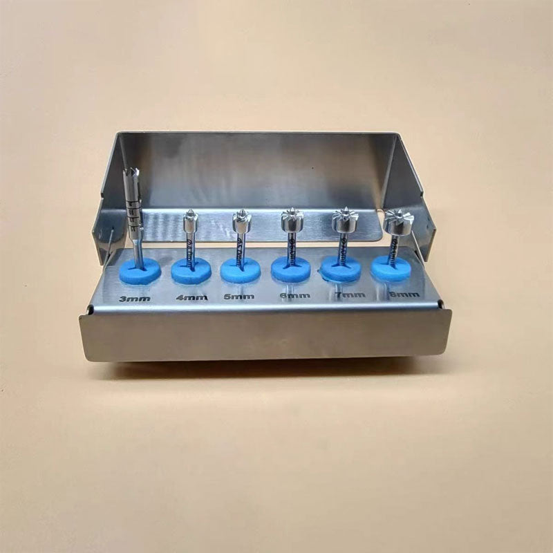 Set of 6PCS Bone Harvesting Burs Positioning Bone Harvesting Drill Kit with Sterilization Box