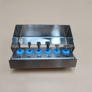 4PCS Dental Trephine Drills Burs + 2PCS Saw Disks with Metal Sterilization Box for Implant Surgery