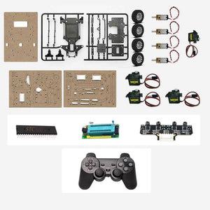 2-Mode Smart Car Kit (Differential + Ackerman Modes) + 3DOF Robot Arm + 51 System Board + Controller