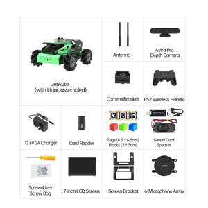 Hiwonder JetAuto Assembled Robot Car ROS Robot Advanced Kit w/ LCD Screen &amp; 6-Microphone Array