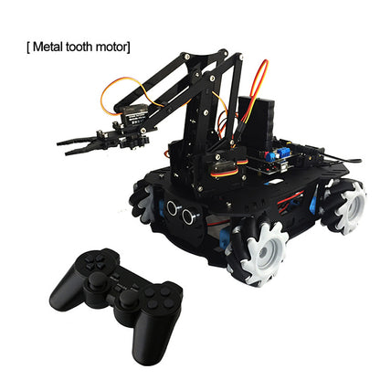 AGV Robot Car Chassis Unassembled w/ Mecanum Wheel Metal Gear Motor Wireless Controller Robot Arm
