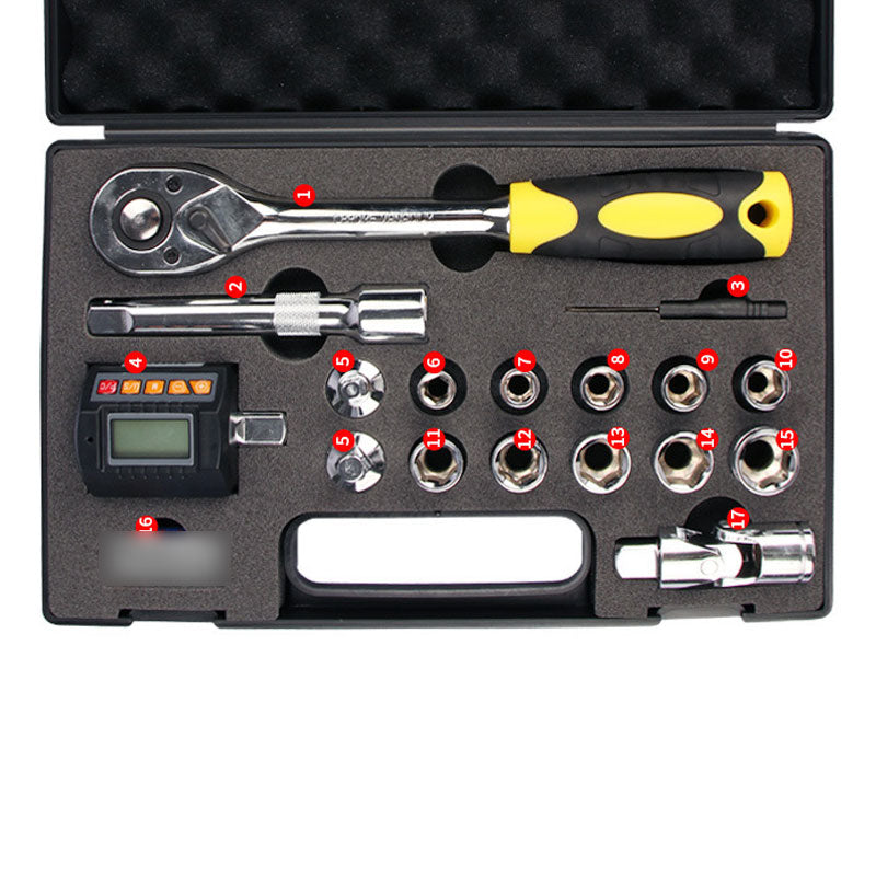 ZNT-200 20–200N·m Digital Torque Gauge Torque Tester Kit w/ Ratchet Wrench 1/2" Adapter and 1/2" Sockets