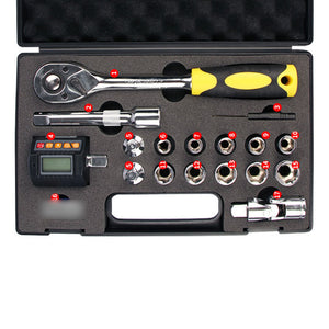 ZNT-200 20–200N·m Digital Torque Gauge Torque Tester Kit w/ Ratchet Wrench 1/2" Adapter &amp; 1/2" Sockets