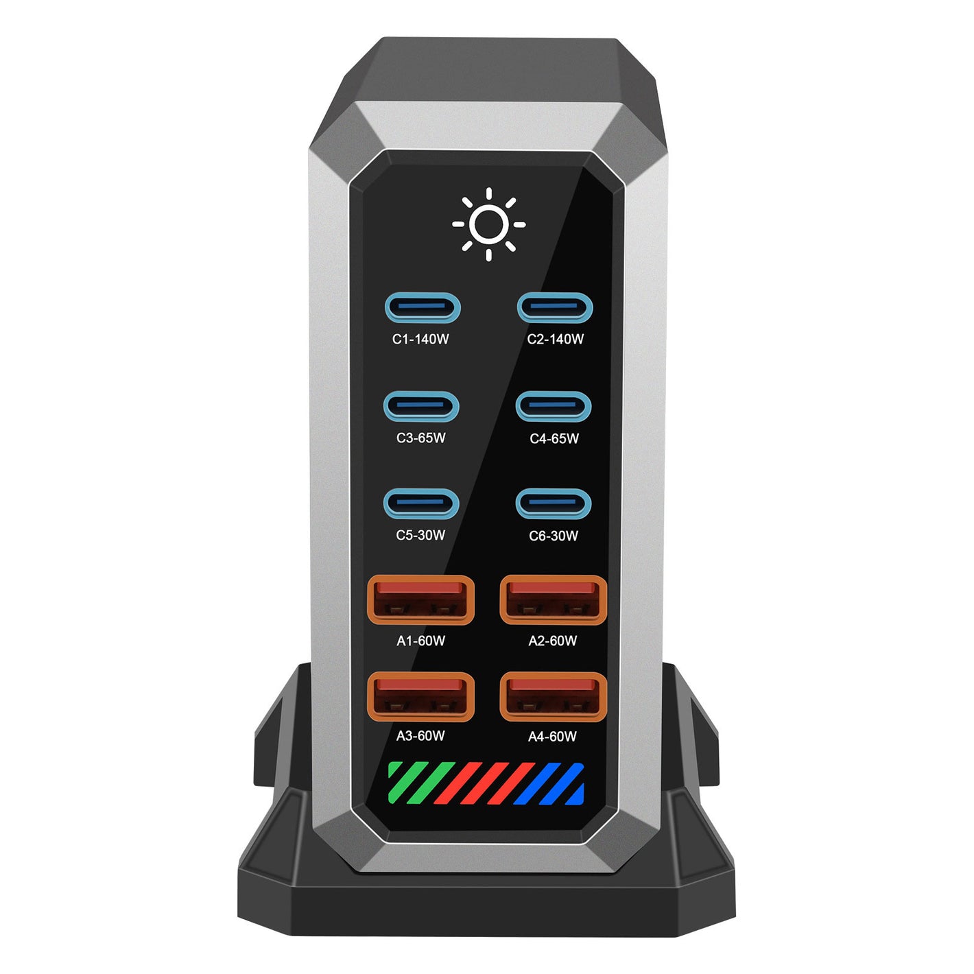 HW186 660W 10-IN-1 USB Charger Station Gallium Nitride Fast Charging Station Built-in Multi-protection System