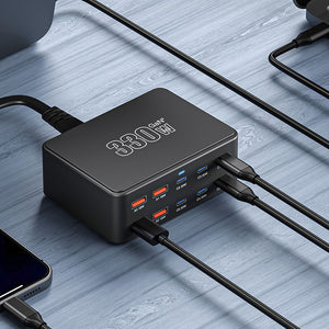 HW-66 330W Mini Portable USB Charger Station Gallium Nitride Fast Charging Station Built-in Multi-protection System
