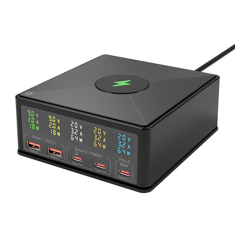 868H 160W 5-Port High Power USB Charger Station Intelligent Power Distribution PD+QC3.0 Fast Charging Station