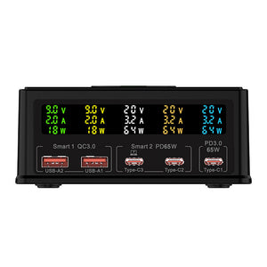 868H 160W 5-Port High Power USB Charger Station Intelligent Power Distribution PD+QC3.0 Fast Charging Station