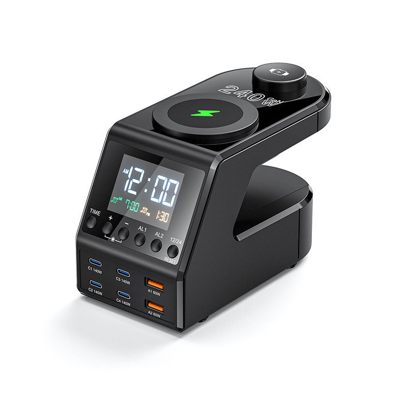 240W High Power Multifunctional Alarm Clock USB Type-C Wireless Charger QC3.0/PD3.0/PD3.1 Charging Station