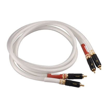 Pair of 2m/6.6ft YYAUDIO Dual RCA Audio Cables, Single Crystal Copper with Silver-Plated Conductors