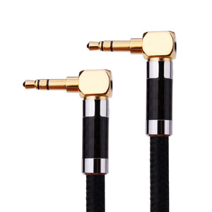1m/3.3ft 3.5mm AUX Cable (Male to Male, Silver-Plated Copper Core, 2 Right-Angle Connectors) for Car