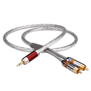 1m/3.3ft Silver-Plated 3.5mm to RCA Cable HiFi 3.5mm to RCA Splitter (YYAUDIO 3.5mm to 2 RCA Male)