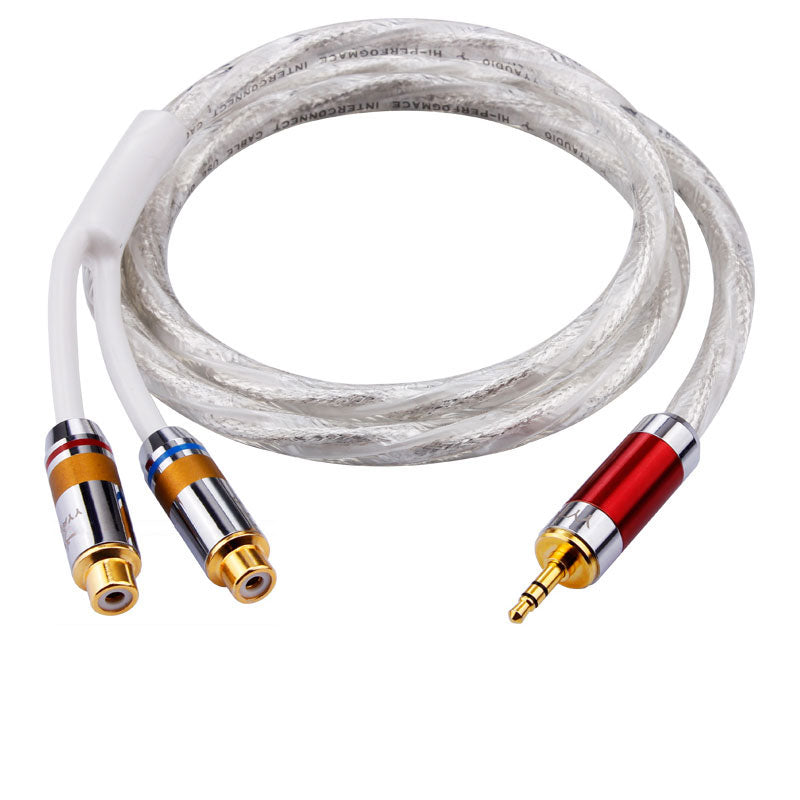 1m/3.3ft Silver-Plated 3.5mm to 2 RCA Female Splitter Cable 3.5mm to Dual RCA Female Extension Cable