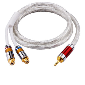 1m/3.3ft Silver-Plated 3.5mm to 2 RCA Female Splitter Cable 3.5mm to Dual RCA Female Extension Cable