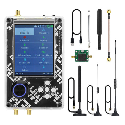 HamGeek Hackrf One R10 V2.0.x + PortaPack H2M w/ Plastic Shell + 5 Antennas + USB Cable + RF LNA