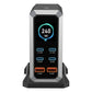 240W GaN Charger 6-Port USB Charger Station (Black) with Dynamic Display Screen for PC Smartphones