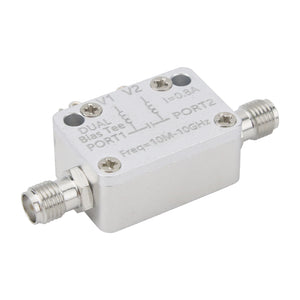 10M-10GHz RF Bias Tee DC50V Bidirectional Feed Coaxial Bias Tee with SMA Female Connector RF Accessory