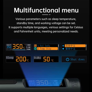 T90A (T210 Tip) Portable Intelligent Soldering Iron IPS LCD Screen 18-65W Soldering Pen with PD 100W Adapter