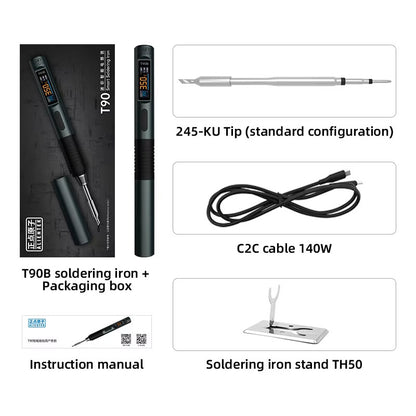 T90B (T245 Tip) Portable Intelligent Soldering Iron IPS LCD Screen 18-140W Constant Temperature Soldering Pen