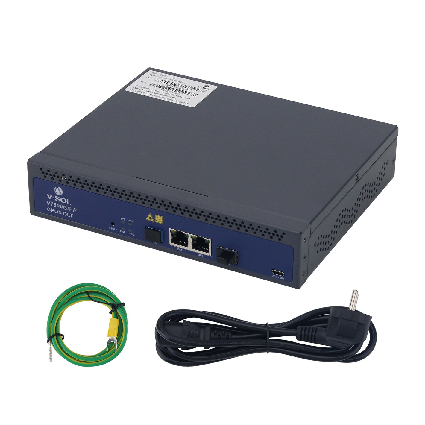 V1600GS-F (VSOL-V1600GS-F) 1-Port GPON OLT Boasts 1 GPON 2 RJ45 1 SFP/SFP+ and Cooling Fan