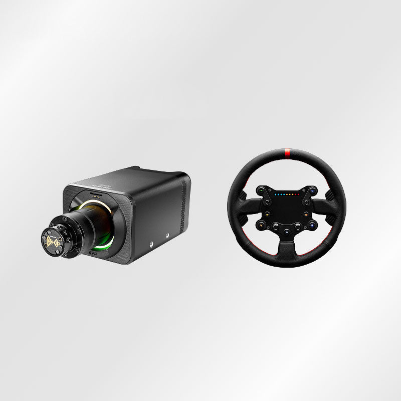 Simagic Alpha Evo Sport 9Nm Direct Drive Wheel Base + 300mm 11.8-Inch GTS Steering Wheel w/ Leather Grip
