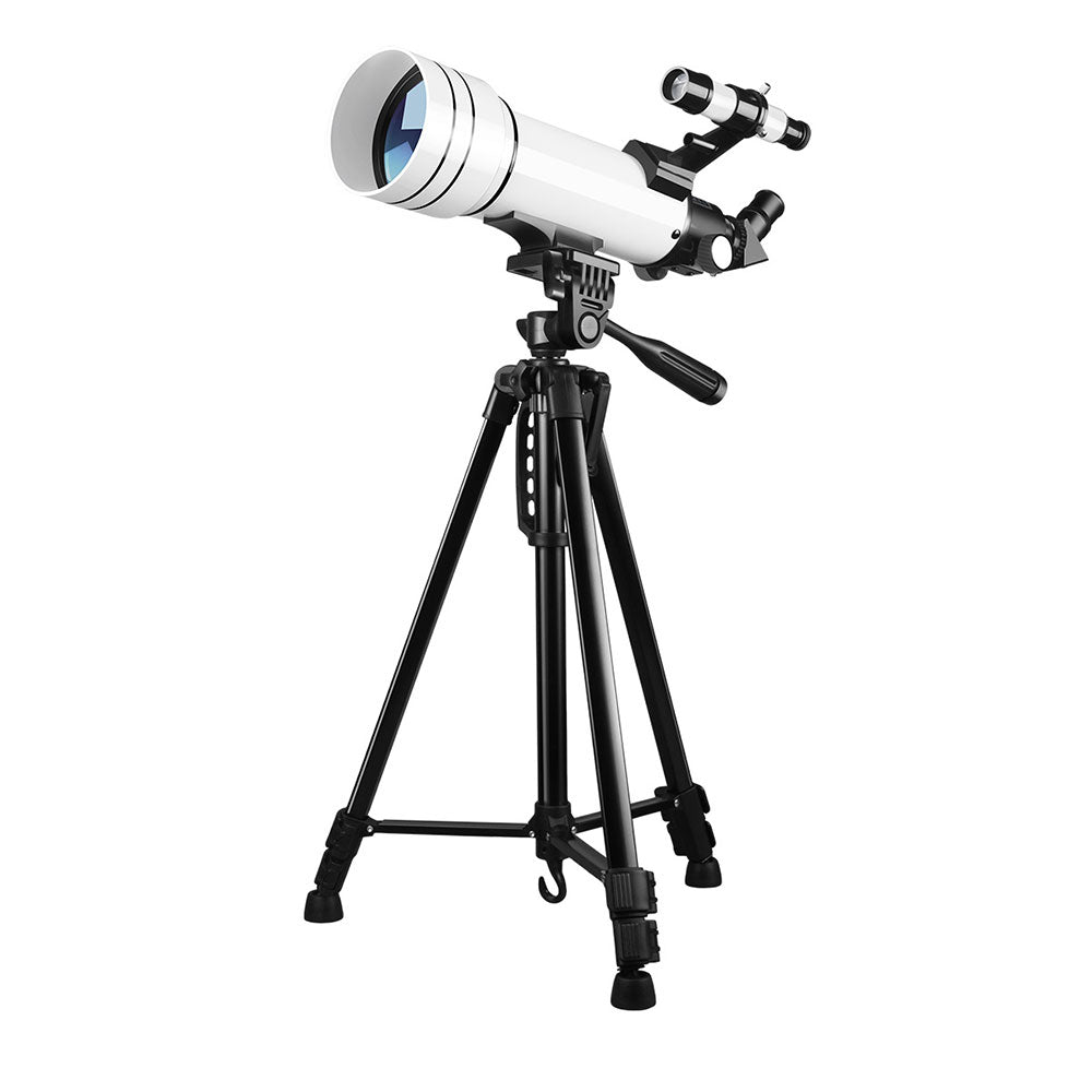 TeSeek White 40070 Astronomical Telescope 70mm Aperture 16X-40X Magnification Finderscope with 1.5X/3X Barlow Lens