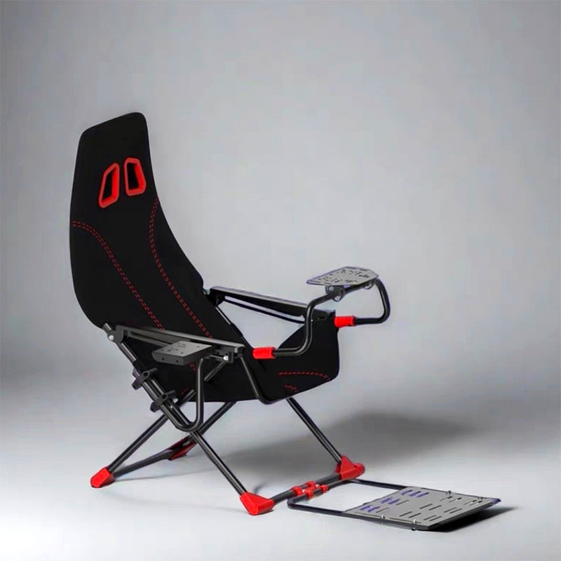 HappyGame Foldable Racing Simulator Cockpit Sim Racing Cockpit 150KG Load w/ Manual Shifter Bracket
