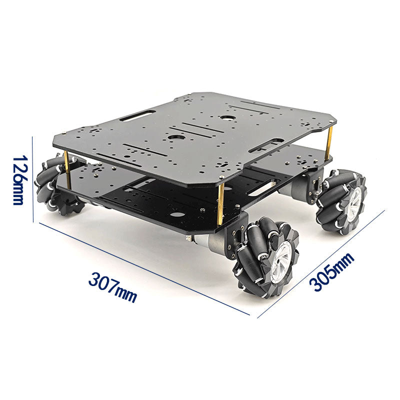 Double-layer Acrylic 4WD Chassis 305 Series 12V 320RPM Encoder Motor Intelligent Car Chassis with Mecanum Wheels